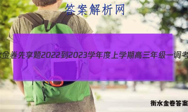 衡水金卷先享题 2022-2023学年度上学期高三年级一调考试(老高考)化学答案